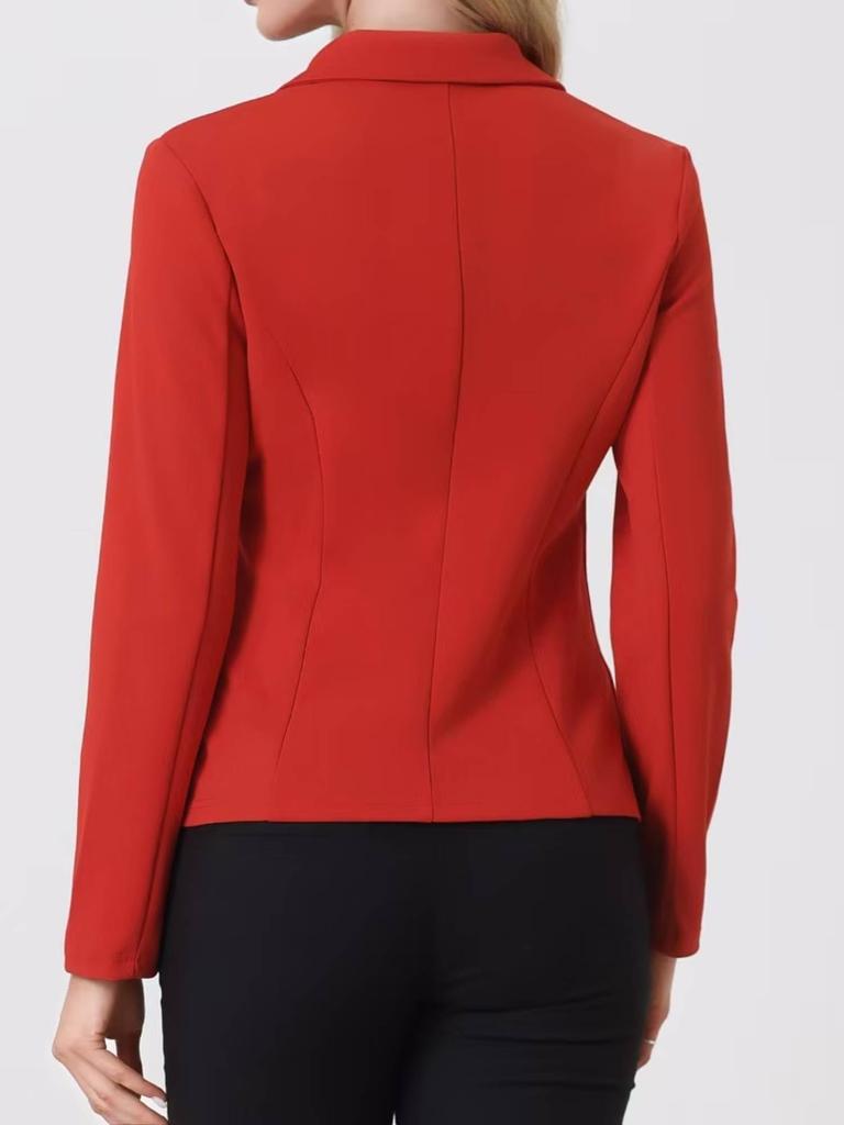 Allegra K Women's Suit Blazer, Stretch, Red, Size M, for Business, Commuting, and Office Use