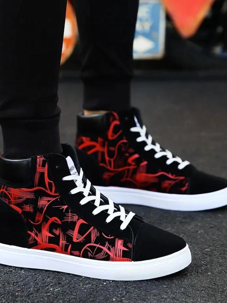 Fashion High Top Canvas Shoes for Men Fashion Platform Sneakers Spring Winter Male Casual Vulcanized Shoes Student Tenis Masculino
