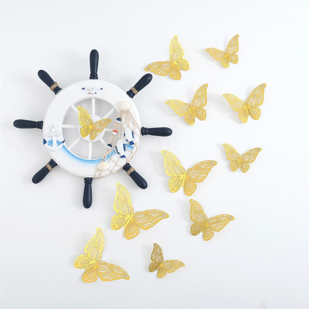 Pack of 12 3D Hollow Paper Wall Sticker Household Living Room Art Craft Decoration Decals Holiday Party Decor Gifts
