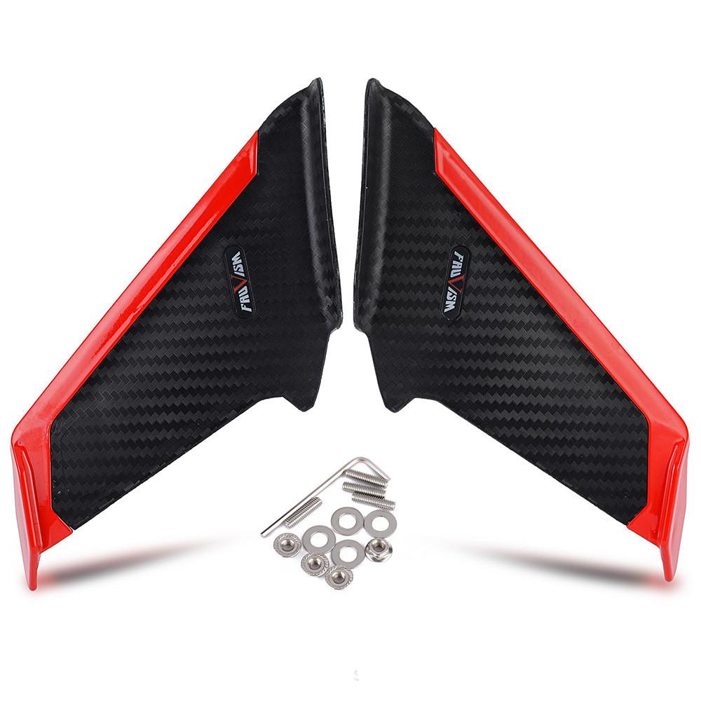 Universal Carbon Fiber Look Motorcycle Side Winglets Wind Fin Spoiler Trim Cover