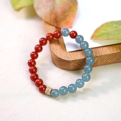 Elegant Women's Blue Water Jade Beaded Bracelet – High-End Agate Jewelry