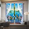 Set Of 2 Coastal Seaside Print Curtains Semi Living Room Bedroom Bathroom Decor Curtain Sheer With Rod Pocket Polyester Ideal For