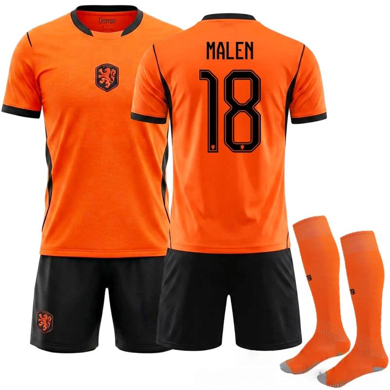 2026 FIFA World Cup Netherlands Home #18 MALEN Sport Training Jersey Set with Socks Teens Kids Adults Football Kits 16