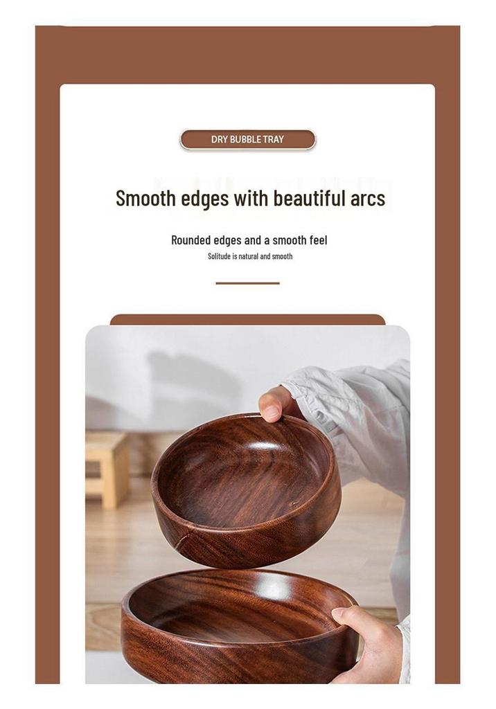High-End Walnut Wood Round Salad and Fruit Bowl