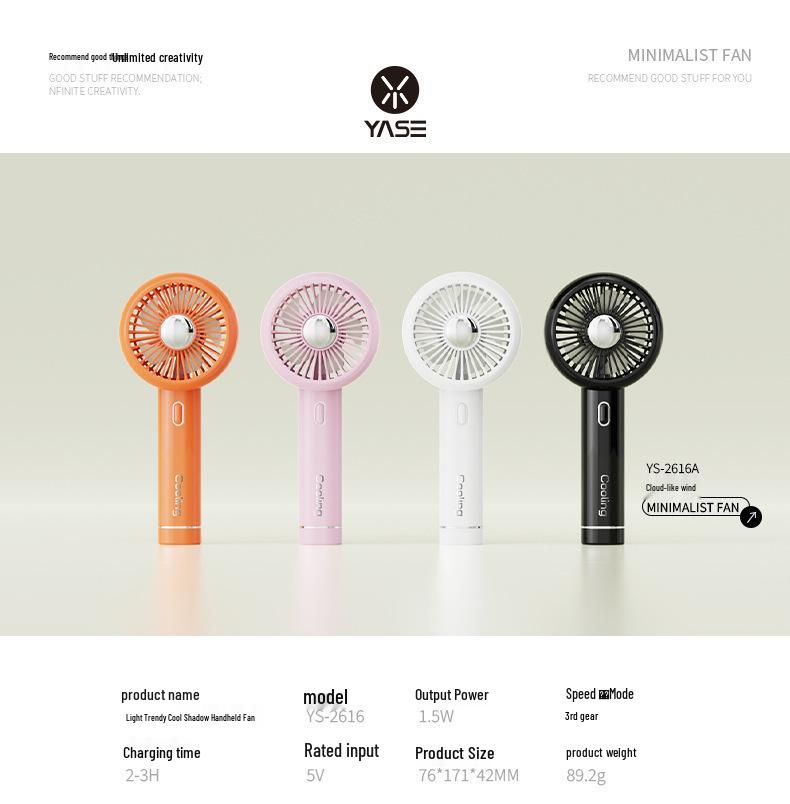

Summer Handheld Small USB Rechargeable Silent Portable Fan with Strong Wind Color Box Packaging + USB Charging Cable