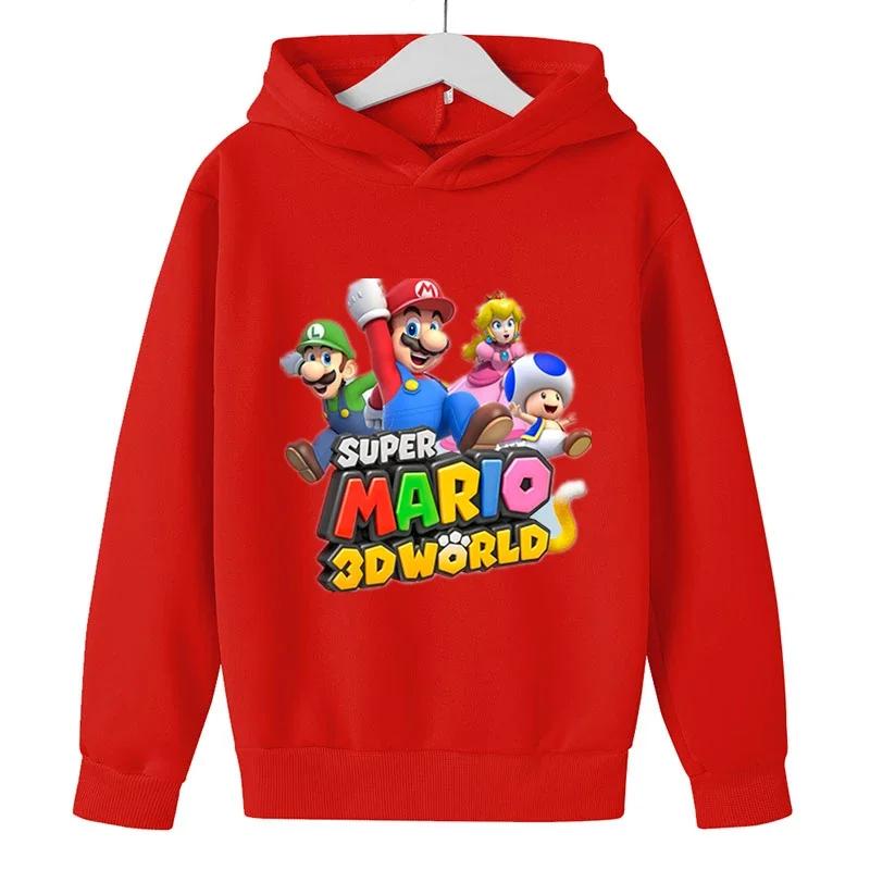 MINISO Girls Game Mario bros Hoodies Kids Baby Child Cartoon Tops Spring Children Long Sleeve Print Sweatshirt Autumn Boys Pullovers