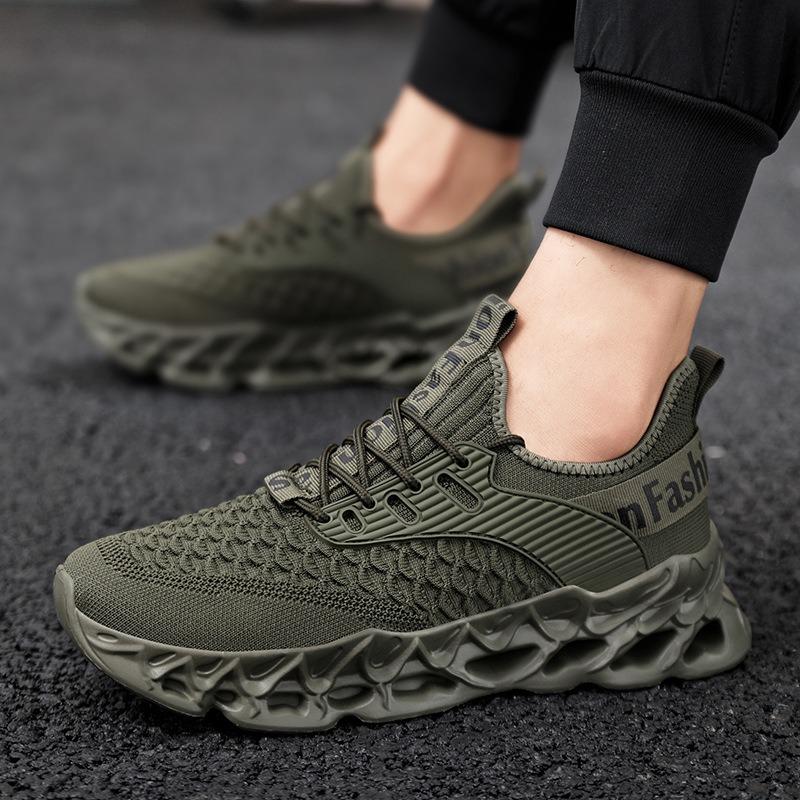 Men's Shoes Autumn Breathable Fly-woven Casual Men's Trend Blade Fish Scale Sports Running Shoes