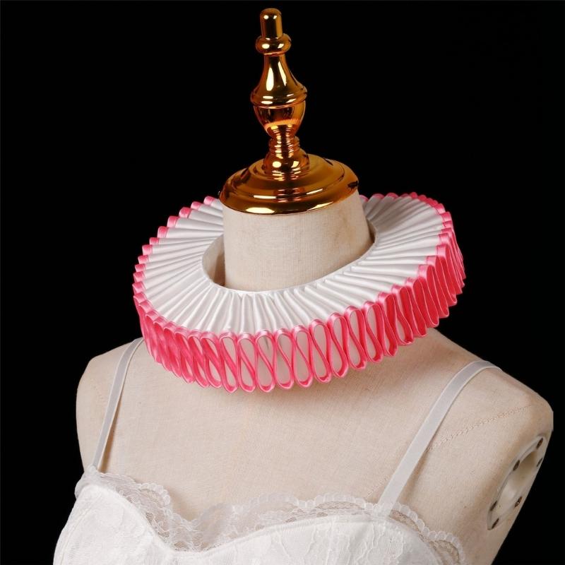 Vintage Renaissances Elizabethan Ruff Collar Victorian Edwardian Costume Neck Ruffle for Halloween Masquerades Cosplay
