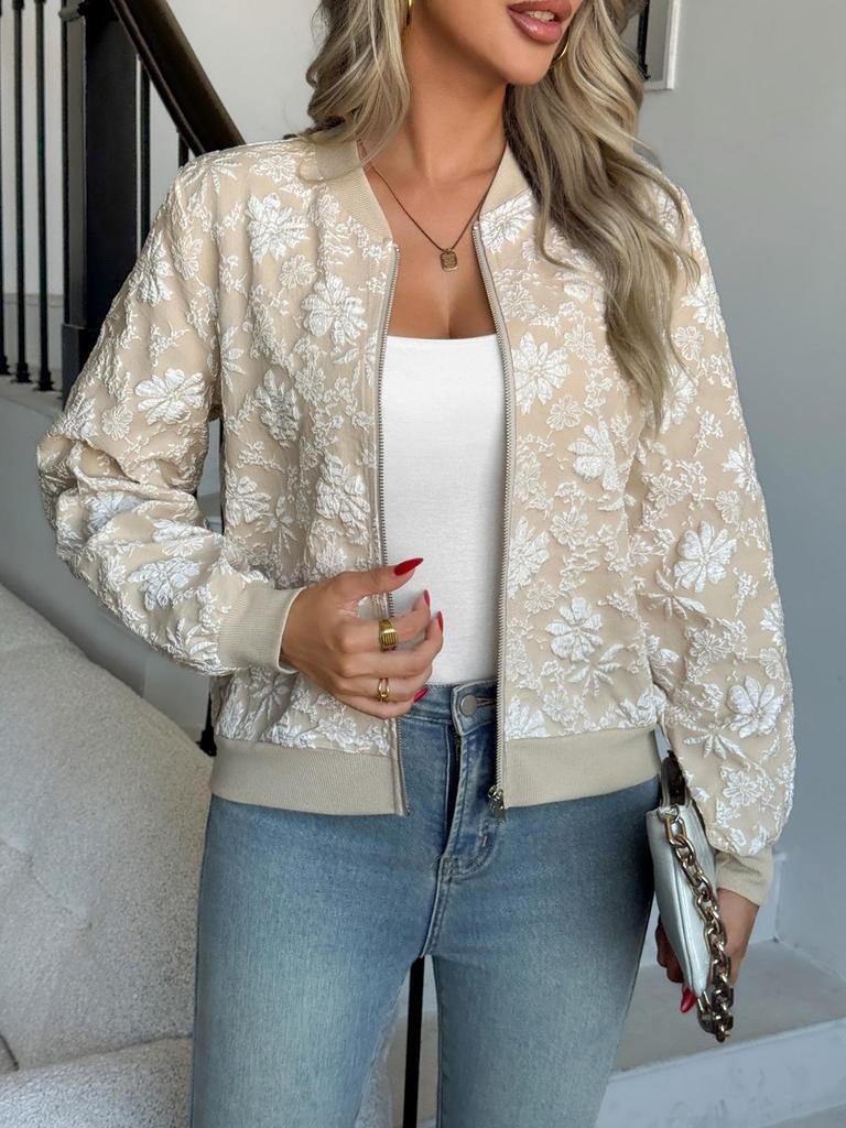 2025 Autumn/Winter European & American Jacquard Zipper Jacket: Casual, Slimming, Loose Fit