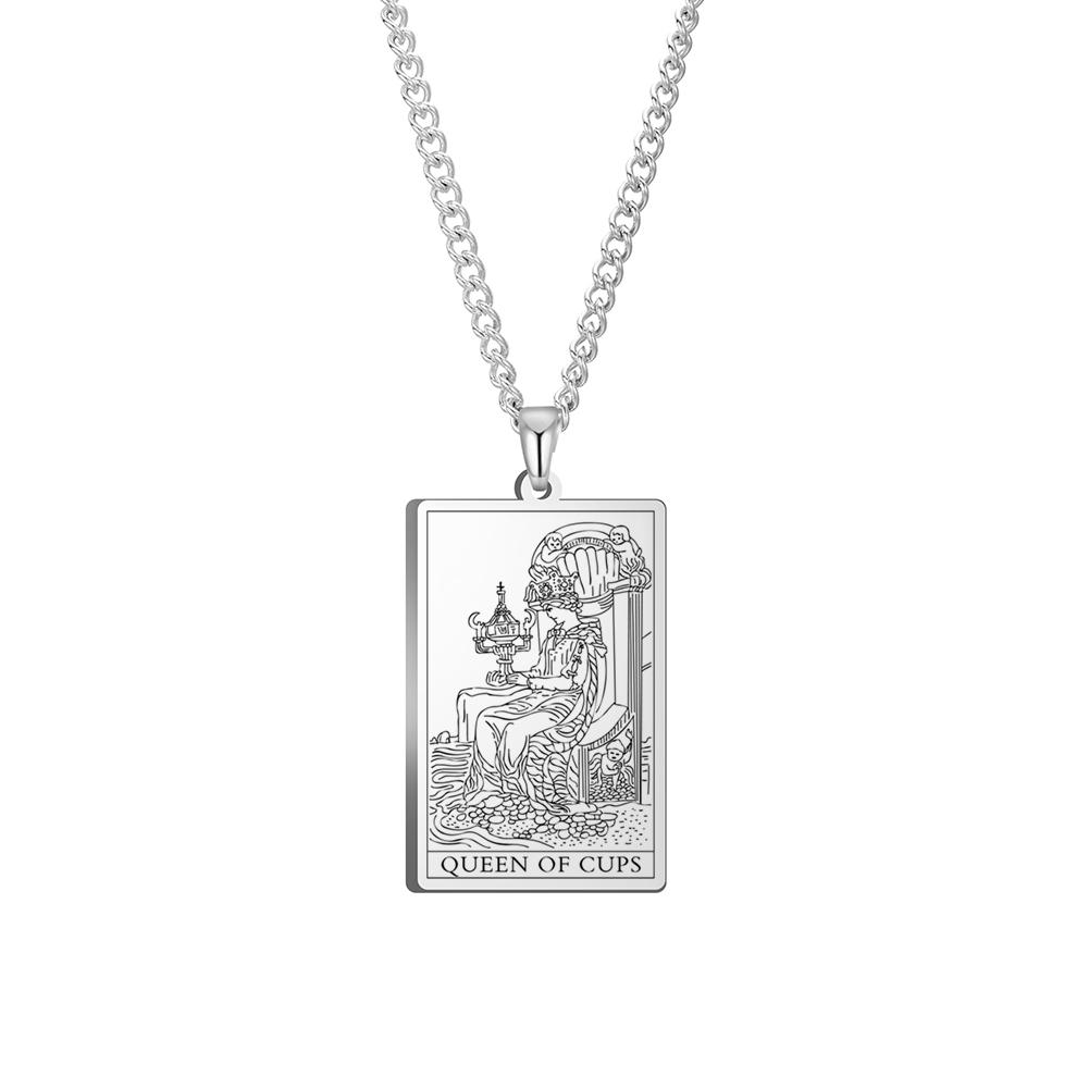 Dawapara The Suit of Cups Tarot Cards Link Chain Pendant Necklace Vintage Amulet Necklaces Men Women Stainless Steel Jewelry