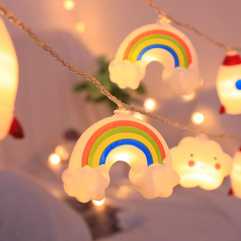 LED Smiling Cloud & Star String Lights for Children's Bedroom, Tent, Birthday Decoration, Battery-Powered Camping & Hanging Lights