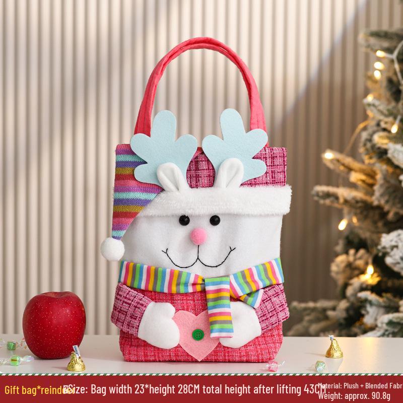 Three-Dimensional Santa Claus Burlap Backpack Candy Bag - Large Christmas Gift Decoration