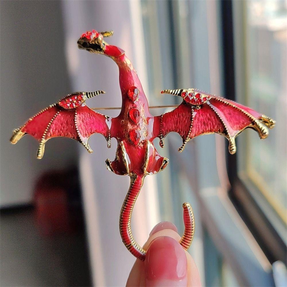 Jewelry Rhinestone Brooch Pins Vintage Flying Dragon Brooch Office Enamel Dragon Brooches