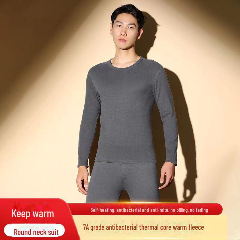 Men's Graphene Self-Heating Velvet Suit with High Waist Trousers for Autumn/Winter