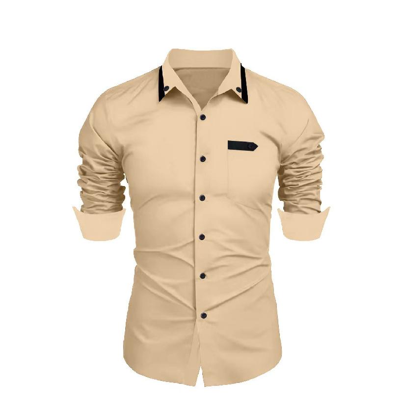 

Новая рабочая спортивная фитнес-весна с длинным рукавом и V-образным вырезом на пуговицах мужская повседневная рубашка поло с настоящим карманом деловая рубашка XXXL хаки
