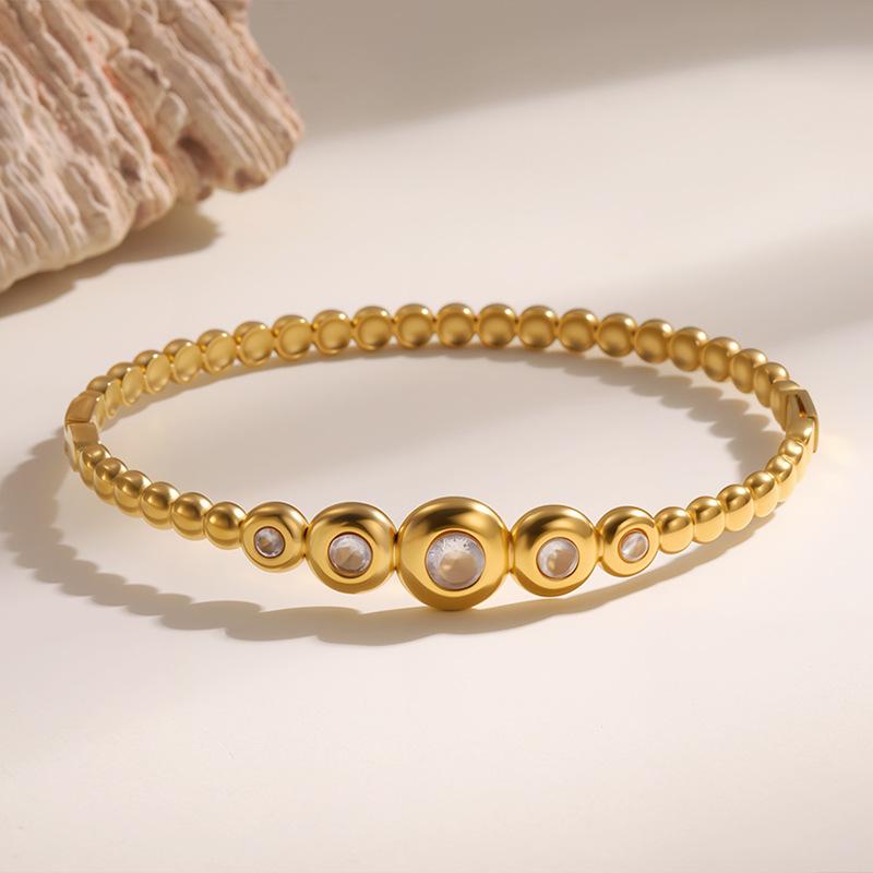 European and American fashion couple size round beads with diamonds titanium steel light luxury high-end niche
