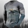 3D Gedrucktes Adler Tiere T-Shirt Für Männer Cooles Muster T-Shirts Frühling Herbst Übergroße T-Shirts Rundhals Oberteile Langarm Streetwear