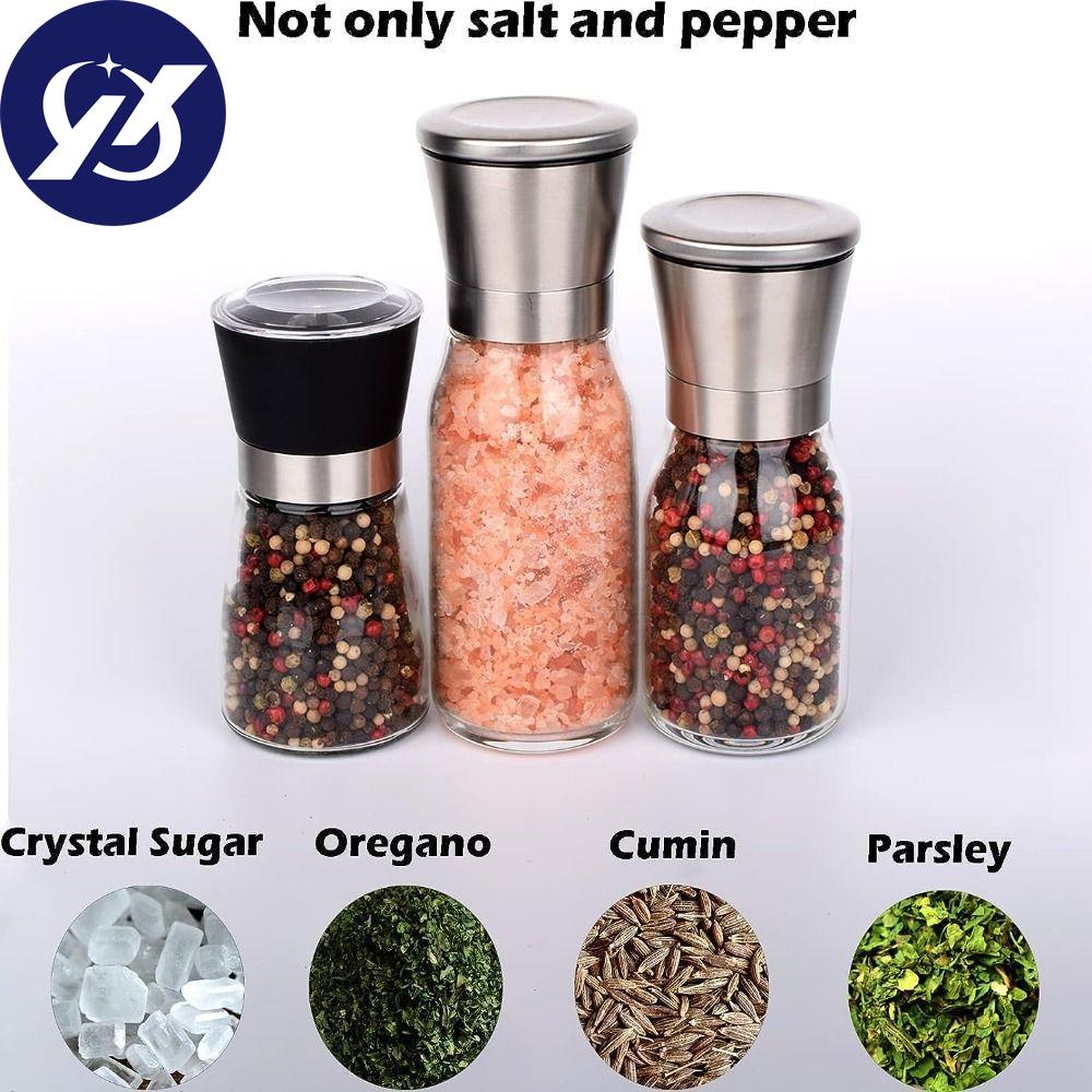 2 Pcs Glass Household Seasoning Bottles 5.32 Inches Pepper Grinding Seasoning Bottle  Kitchen