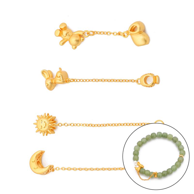 1 Stück Sand Gold Kupfer vergoldet Mond getrennt Perlenkette für DIY Halskette Armband Ohrringe Schmuck machen Handwerk Zubehör