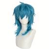 Parrucca Cosplay Blu Salic Sintetica, Taglio Medio Dritto, con Frangia, per Compleanni e Role-Playing