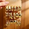 European and American Fashion C-shaped Twist and Water Drop Earrings, 3-Piece Geometric Set for Women.