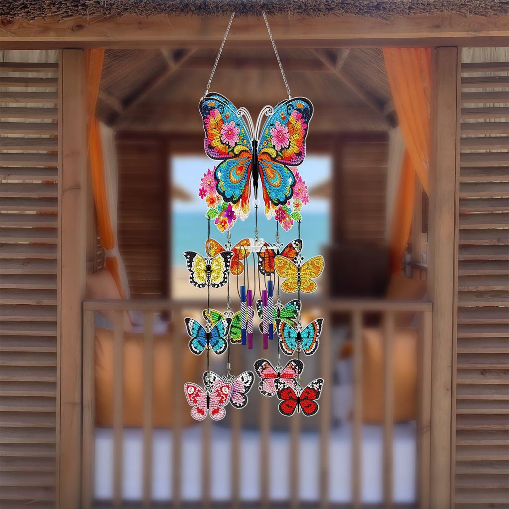 DIY Rhinestone Painting Wind Chime Kit Handmade Hanging Ornament Dreamcatcher 3D Decorative Wall Art for Home