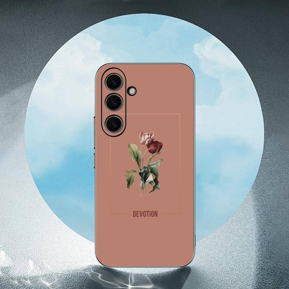 Clear Simple Flower For Samsung Galaxy S25 S24 S23 Ultra S22 S21 Plus S20 Black Soft Silicone Protective Case
