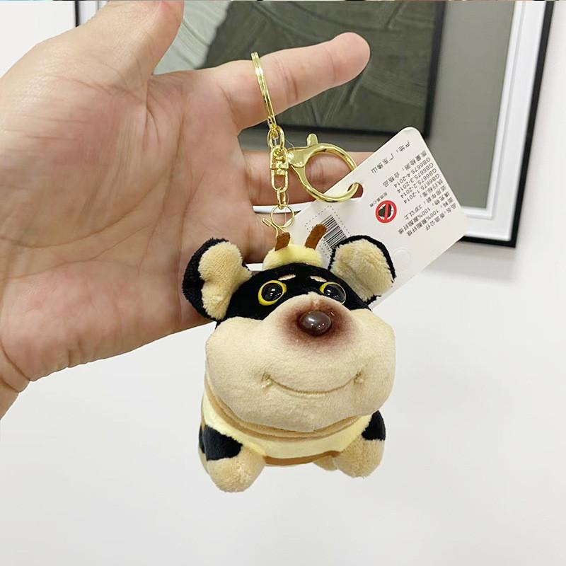 And Cuddly Soft Black Plush Bee Dog Doll Keychain For Fun Fashion Accessories