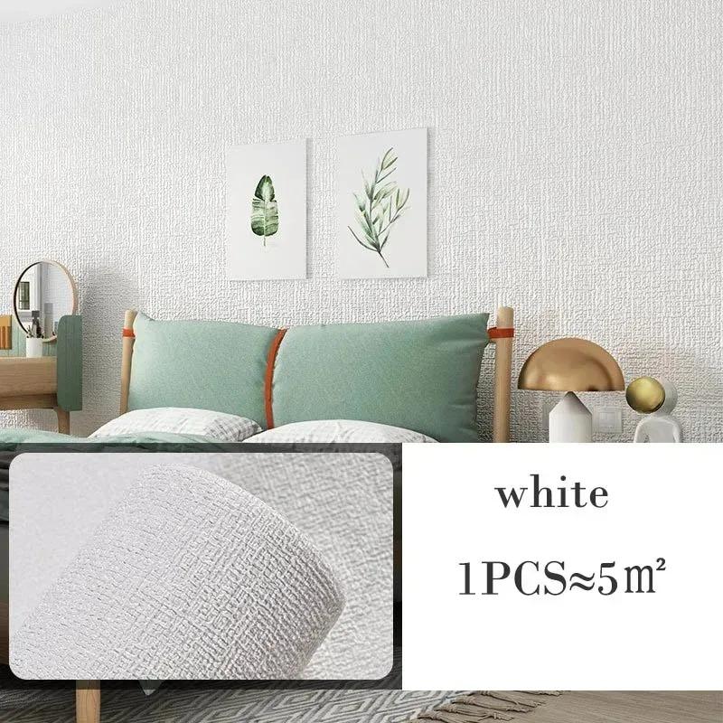 3D DIY Renovation Wall Stickers Thicken Waterproof Mildew Proof Self-adhesive Insulation Wallpaper Linen Plain Color Stickers