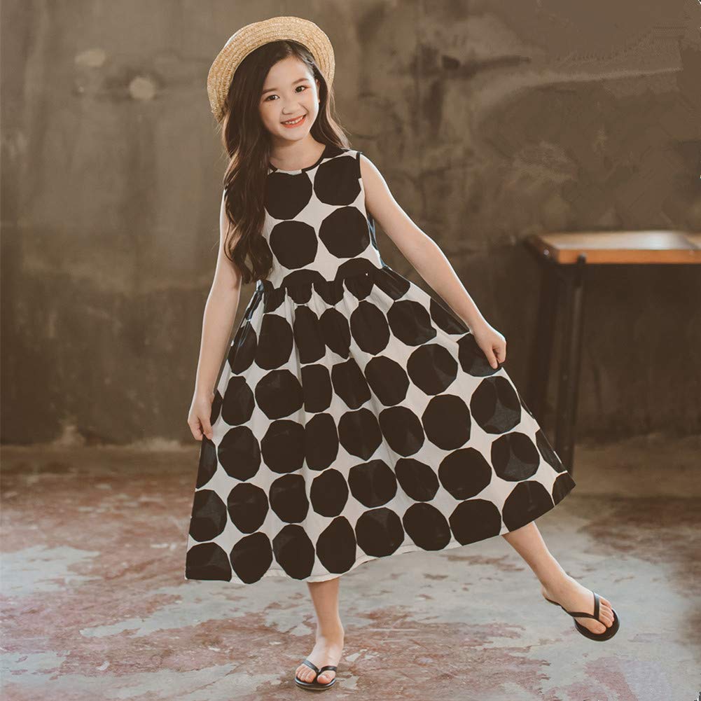 Long Sleeveless Summer Dress with Oversized Polka Maxi Simple Hawaiian Perfect for and Size 130 Biei-ya Kids' Dots, Style, Style, Casual, Resorts,