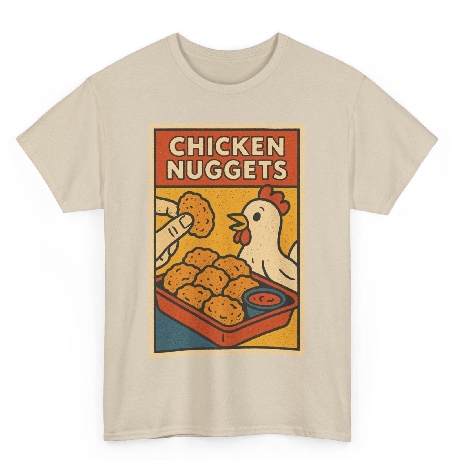 Retro Comic Chicken Nuggets T-Shirt: Funny Fast Food Tee L