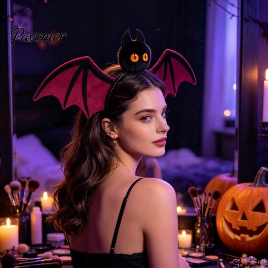 Halloween Vampire Theme Headband Bat Hairband, Plush Wing Gothic Style Headband, Versatile Costume Accessory Cosplay Party Accessories for Women