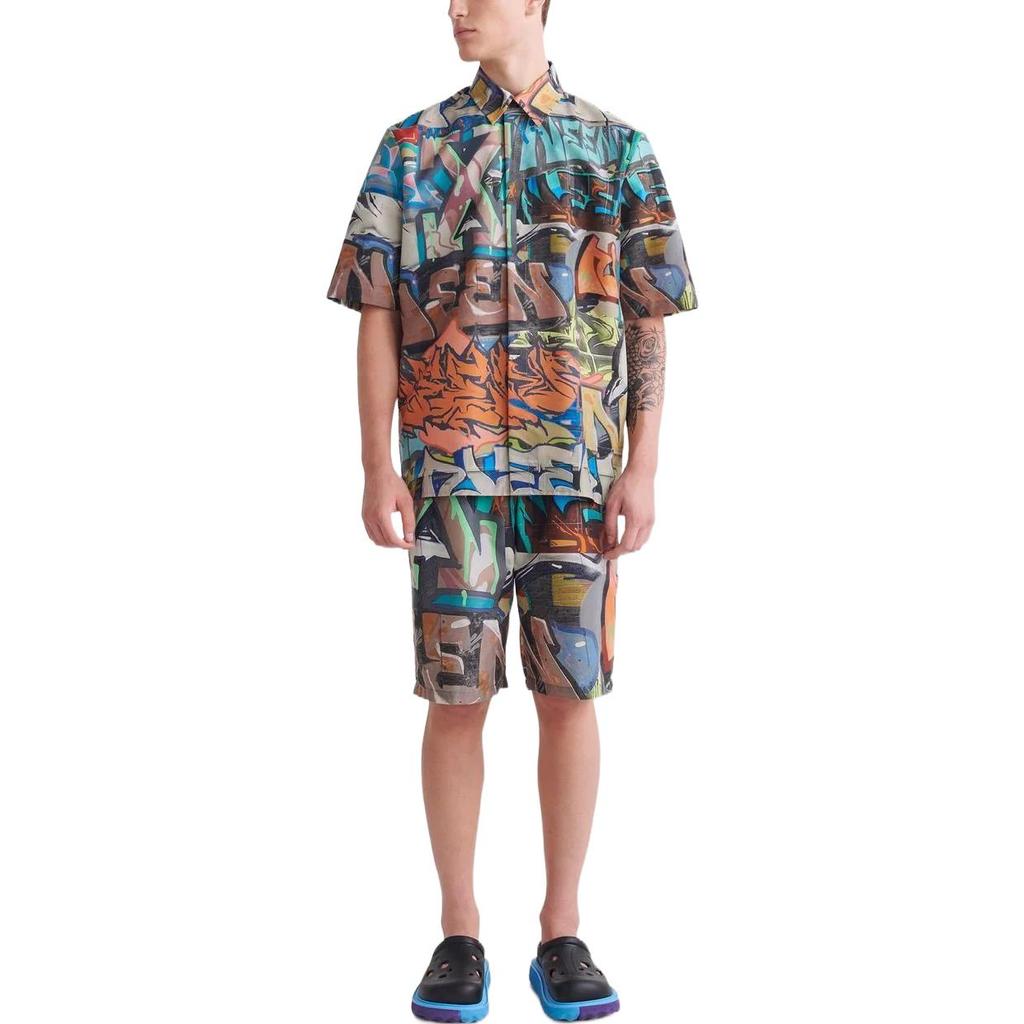 Off-White Neen Allover Over Short-Sleeve Shirt Multicolor Men Tops Multi-Color OMGA216S22FAB0018400
