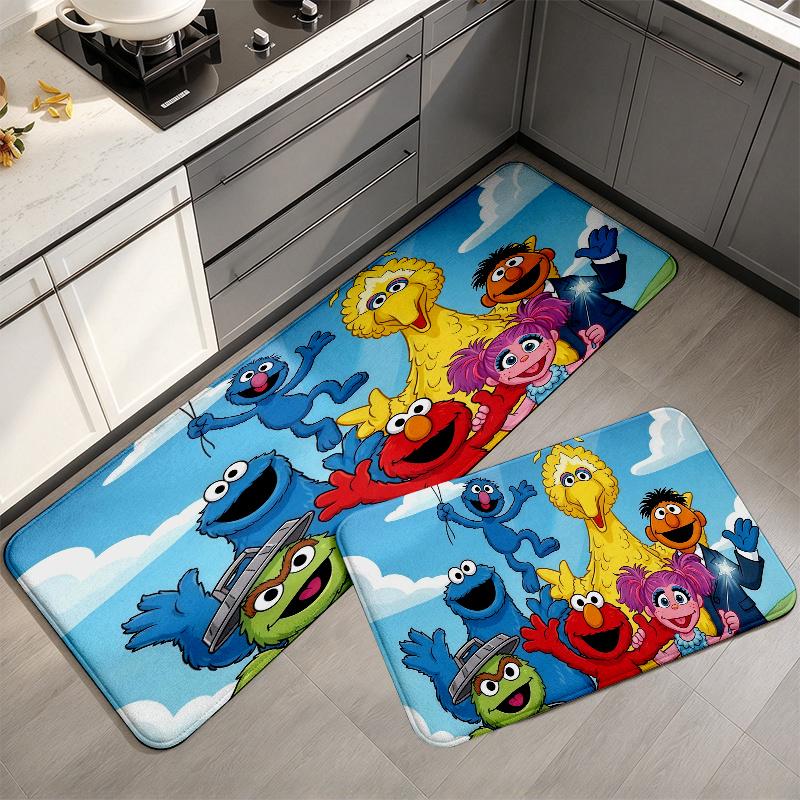 Sesame Street4 Flannel Kitchen Mat Christmas Soft Area Rug Non Slip Floor Carpet Home Decoration
