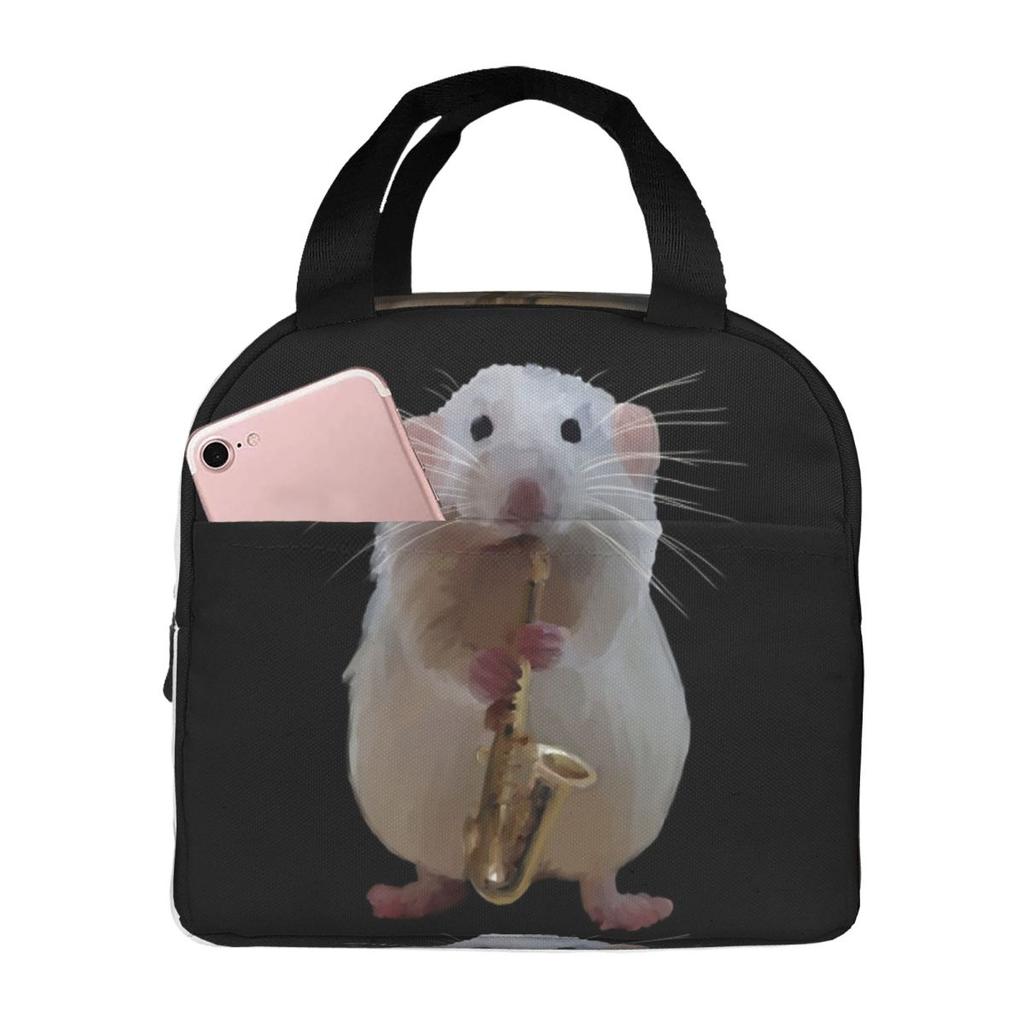 Rat Playing The Saxophone Insulated Lunch Bag for Kids School Cooler Thermal Food Box Tote Portable Lunch Boxes Container