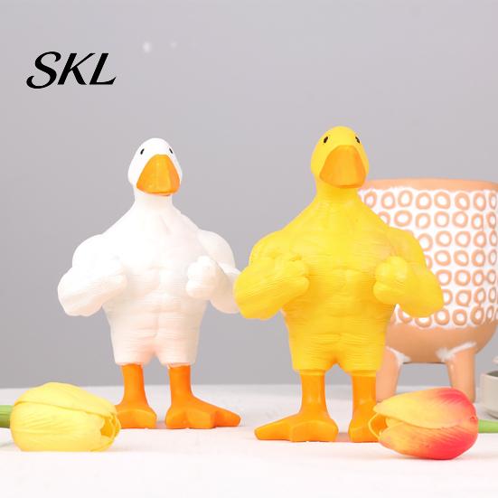 Outdoor Duck Statue Resin Muscular Figurine, Strong Fitness Statue, Office Desk Ornament White Yellow Shape for Table Decor Muscle Figurine