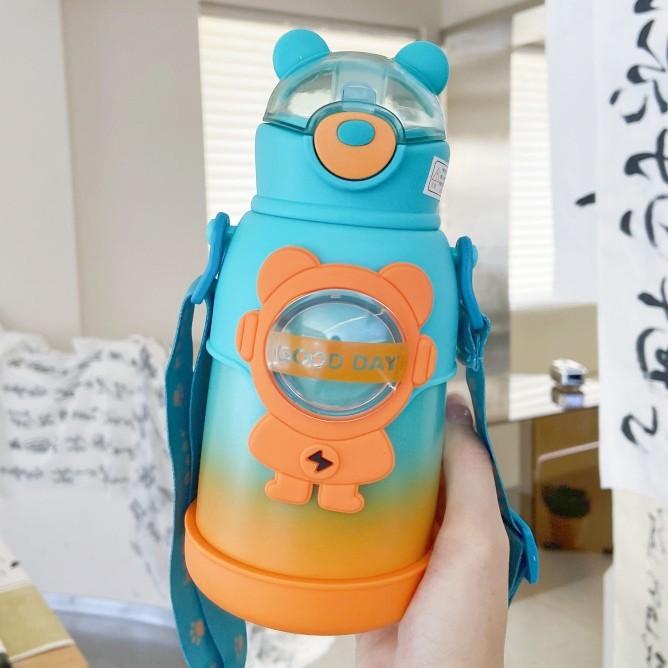 Kawaii Barevný Medvěd Brčko Termoska Dětská Nerezová Vakuově Izolovaná Láhev na Vodu Škola Mateřská Školka Termoska