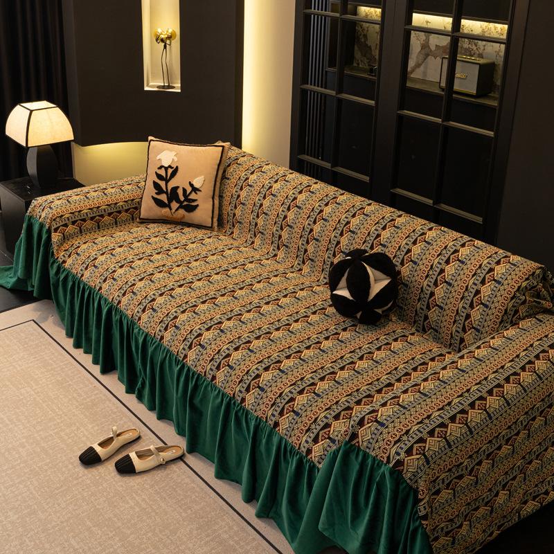 

Lotus leaf edge sofa towel wear-resistant anti-pilling sofa paving all-inclusive sofa blanket retro style living room home 90*90cm