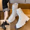Women's Snow Boots 2025 New Style Zipper Strap Thick Sole European American Export Motorcycle Leather Boots