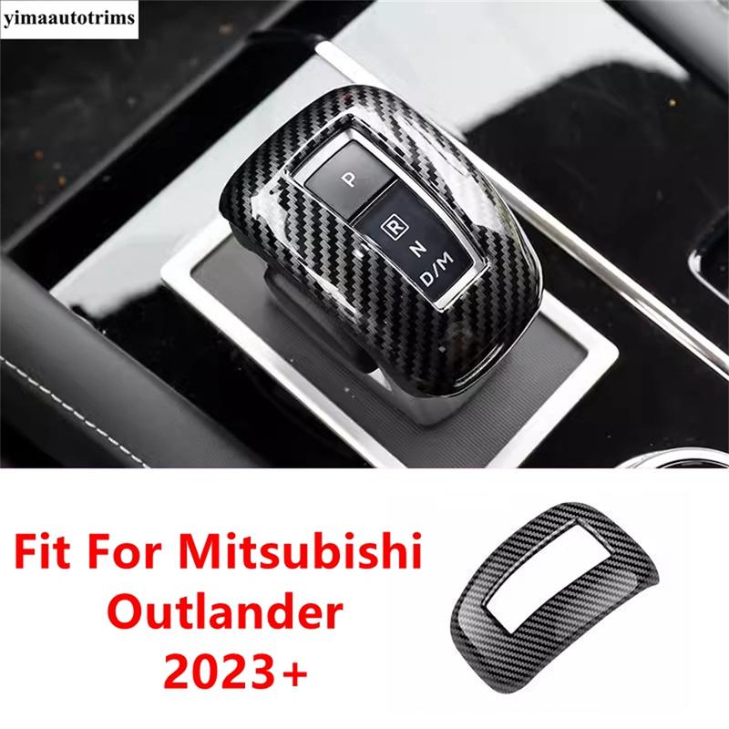 Gear Head Shift Knob Handle Decoration Cover Trim For Mitsubishi Outlander 2024 2025 ABS Carbon Fiber Accessories Interior