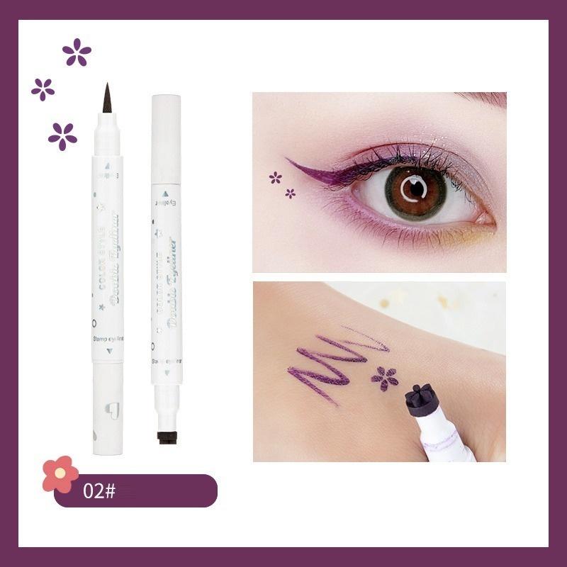 1 Pcs Double Head Color Eyeliner Quick-drying Non-smudge Color Printing Liquid Eyeliner 2 In 1 Eye Makeup Cosmetics HTBE YSXX