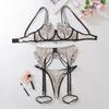 Sexy Sheer Lingerie Set for Women Floral Embroidery Multi-strap Bra Set Adjustable Split Lingerie Set