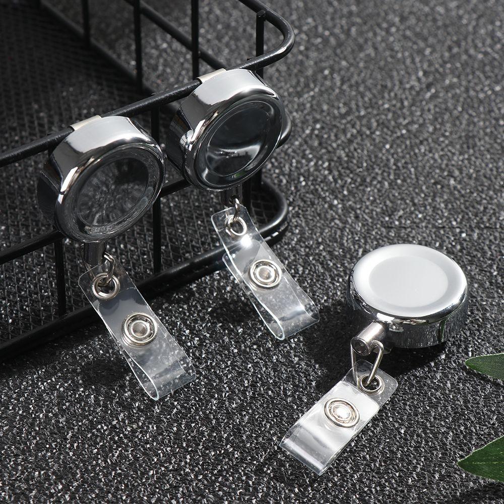 1pc Clip Stationery Anti-Lost Clip Metal Badge Holder Retractable Lanyards Key Ring