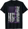 Alzheimers Awareness USA Flag Ribbon Purple Month Unisex T-Shirt