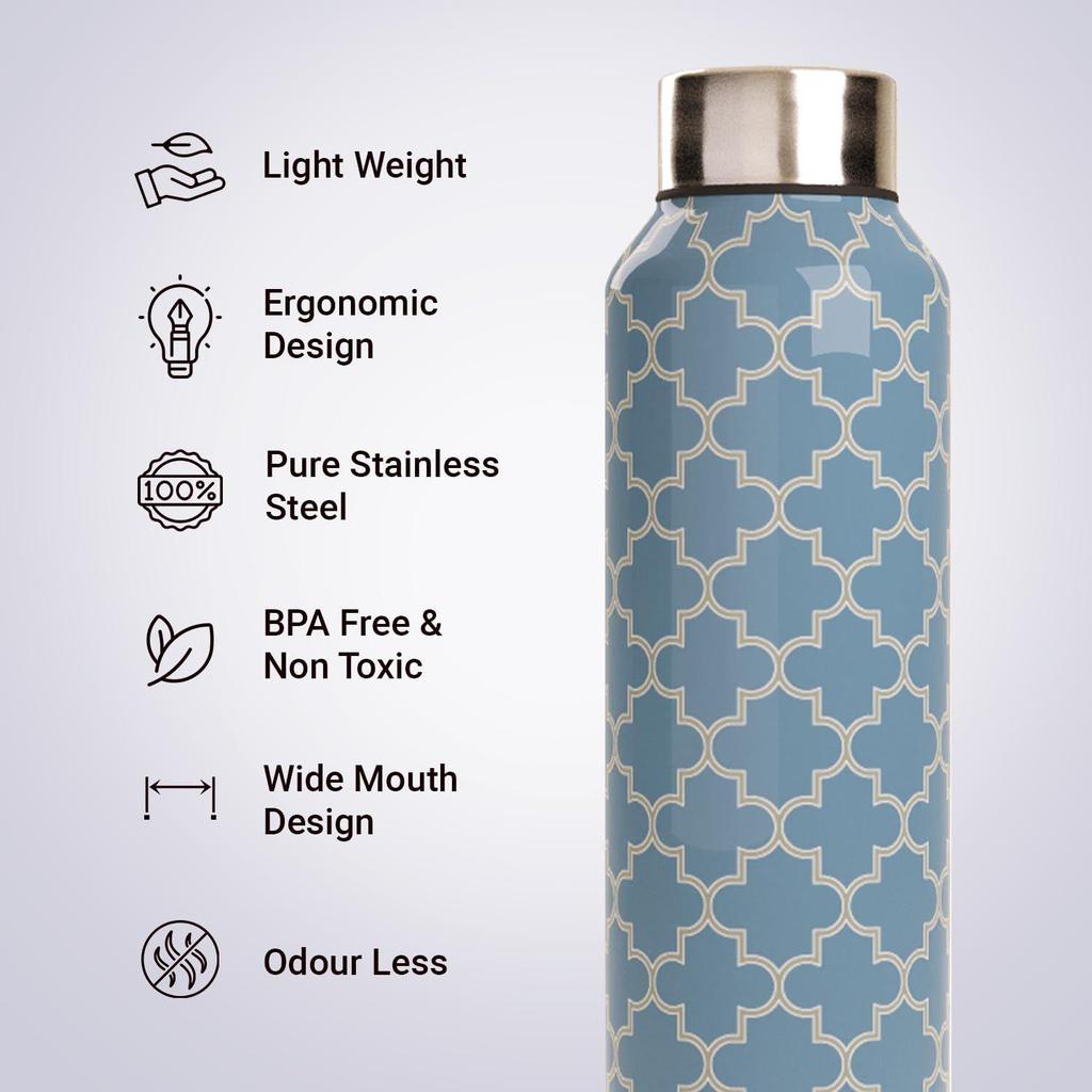 Stainless Steel Water Bottle 1 Litre Pack of 2 Leakproof Office Fridge Gym Dance Travel School Home Refrigerator