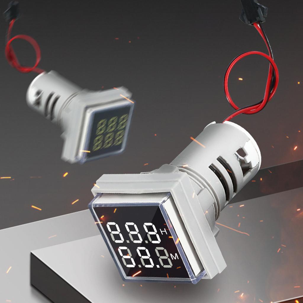 Dual Display Square Hour Meter Precision Timing LED High Brightness Counter Plastic for Power Communication & Machinery