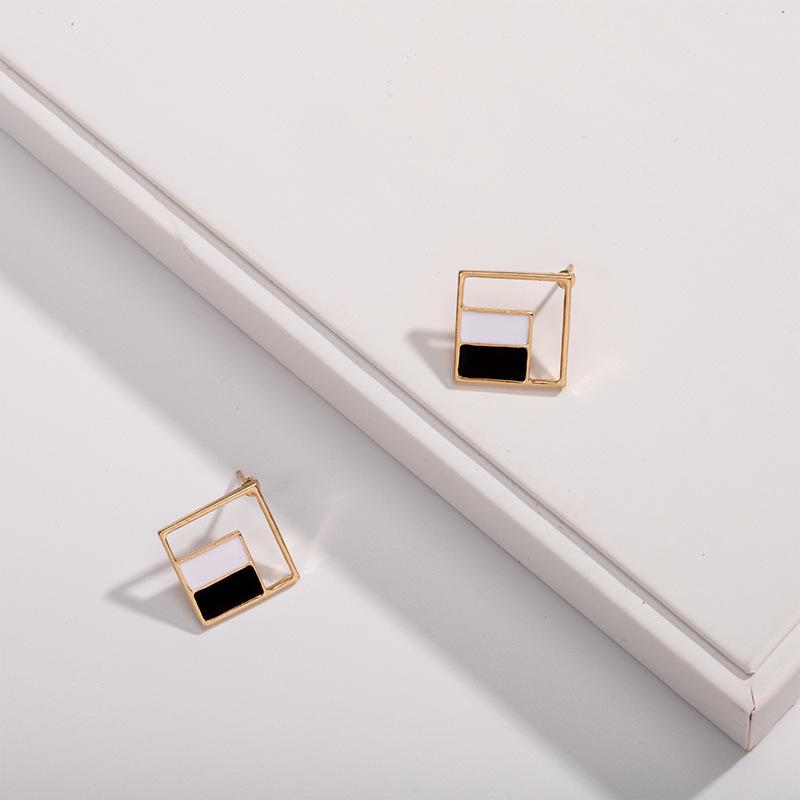 Korean Geometric Enamel Drop Earrings - Fashionable, Versatile, and Trendy Street Style for Women