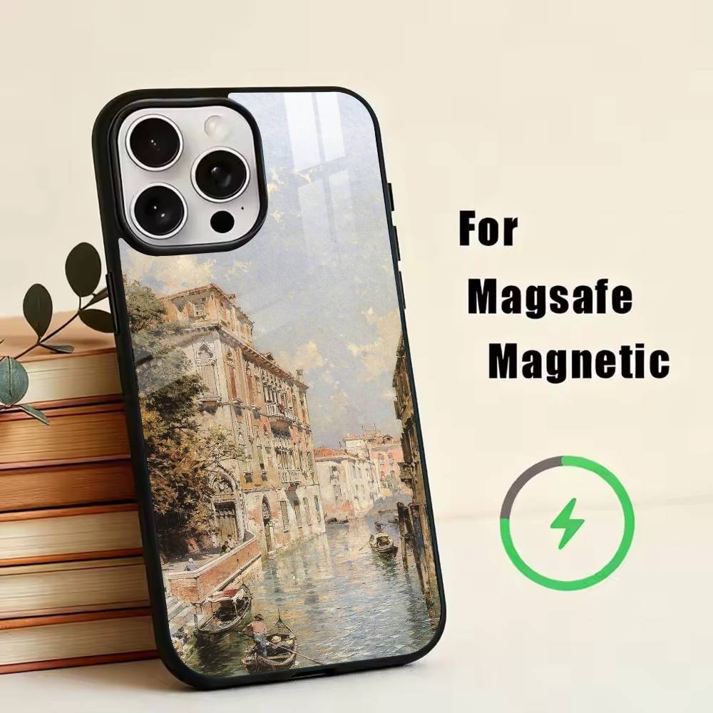 

Landscape oil painting Phone Case For iPhone17,16,15,14,13,12,11 Plus,Pro Magnetic with Magsafe Wireless Charging iPhone17Pro