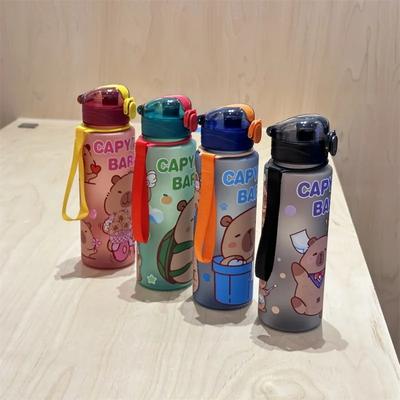 700ML Cute Cartoon Capybara Water Cup Leakproof Plastic Water Bottle Portable Travel Camping Bottle Drinking Bottle for Children