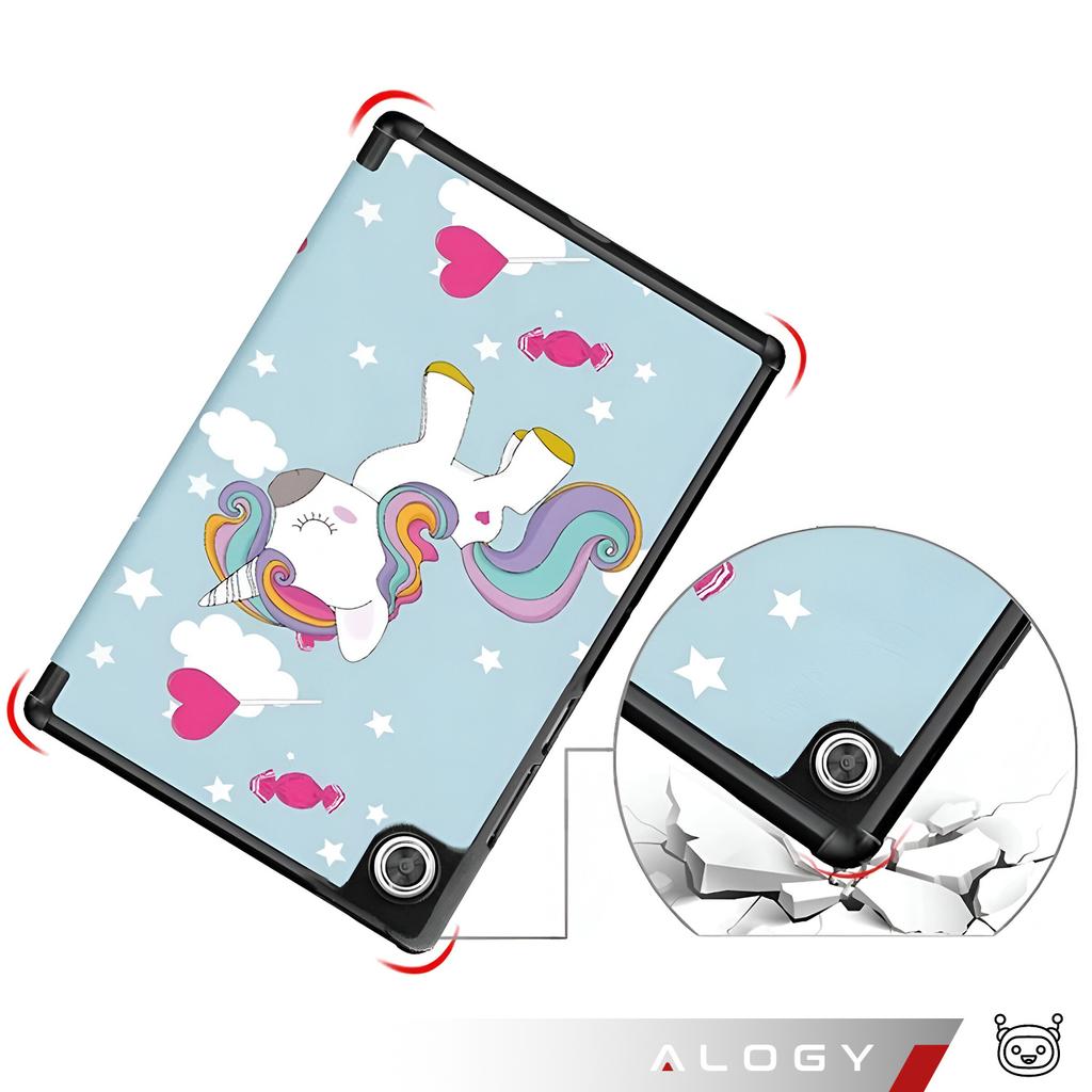 Etui Do Samsung Galaxy Tab A9 2023 8.7" X110/X115 Obudowa Na Tablet Case Alogy Book Cover Unicorn Jednorożec Niebieskie + Szkło